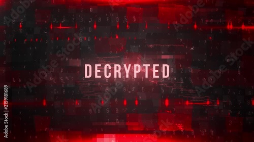 Decrypted File Resolving From Red Digital Noise, Scrambled Code Snapping Into Clear Binary As Static Clears For Data Recovery And Cybersecurity Backgrounds