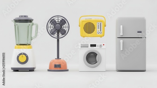Set of modern home appliances and kitchen electronics icons