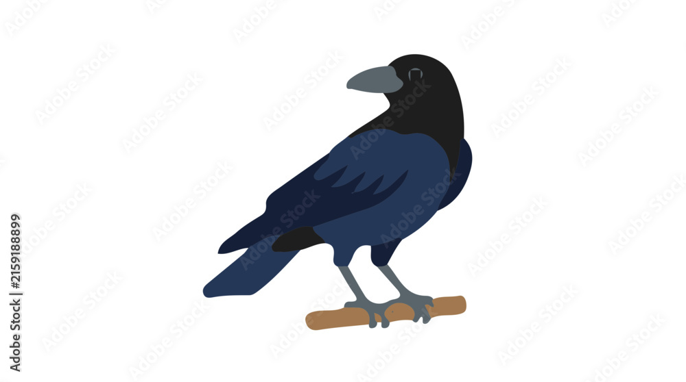Fototapeta premium Flat Design Color Icon of a American Crow Vector Illustration