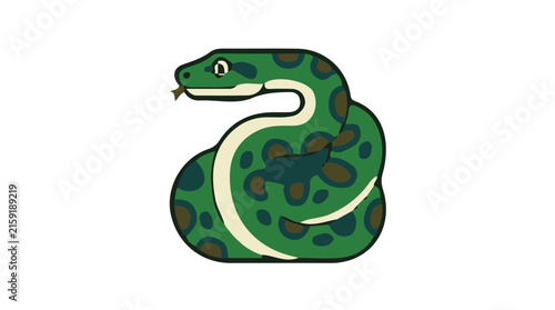 Cuadro en lienzo Flat Design Color Icon of a Anaconda Vector Illustration