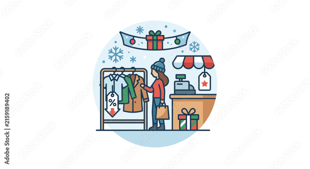 Fototapeta premium Online Shopping Laptop Credit Card Payment Winter Window Vector Illustration