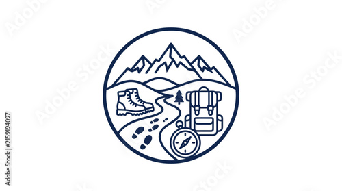 Mountain Hiking Adventure Badge Design