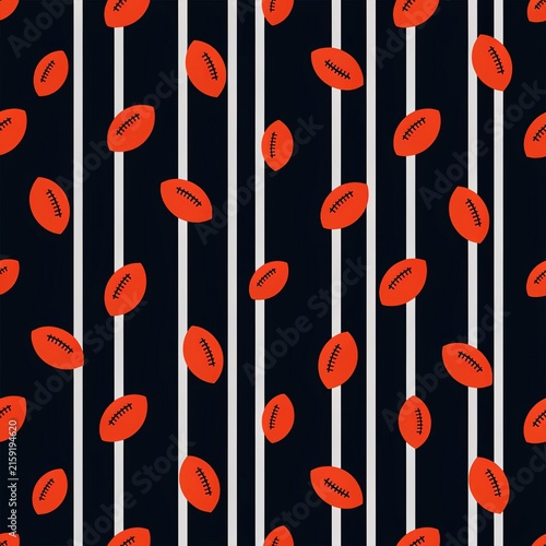 American Football Sports Seamless Background Pattern, Seamless Pattern with  Geometric Stripes and Stars, Wallpaper Design, Retro, Dynamic Red 
Football and Star Pattern for Fabric and Apparel Design,