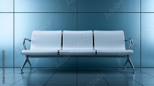 A modern, minimalist bench in a sleek, contemporary waiting area with a clean design.