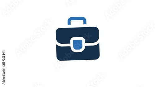 Animated business briefcase icon on white background