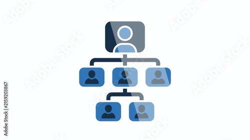 Animated organizational chart icon showing business hierarchy