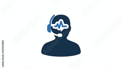 Customer support agent icon with headset and voice wave symbol