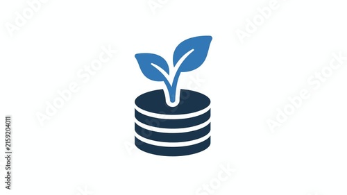 Plant growing from a stack of coins representing investment growth