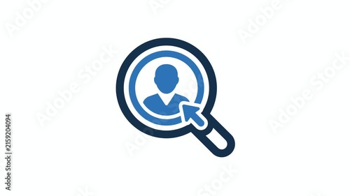 Magnifying glass icon searching and selecting a user profile