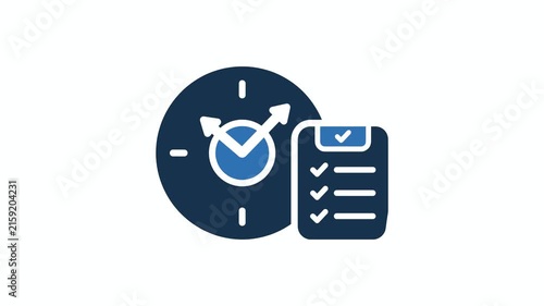 Clock and checklist icon animating for time management and tasks