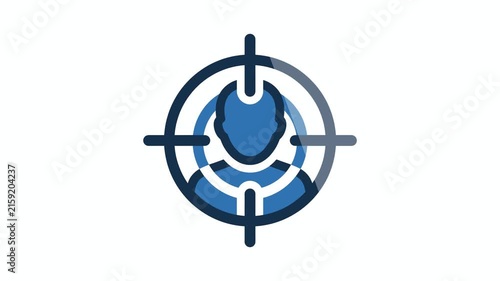 Target audience icon with person silhouette in crosshair