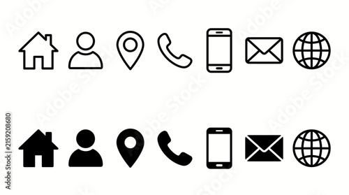 Essential Contact and Navigation Icon Collection