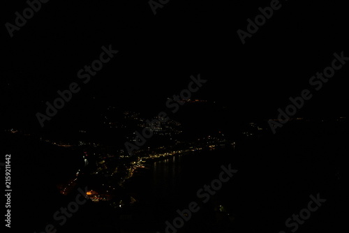 Scenic views of Taormina Sicily bay at night