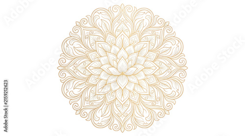 Golden lotus mandala ornament with intricate floral patterns