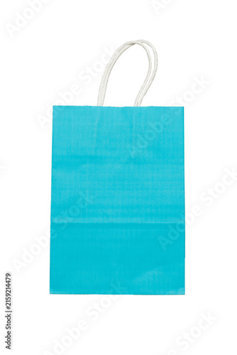 Vibrant Blue Shopping Bag on White Background for Retail and Eco-Friendly Themes