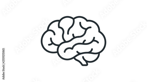 Minimalist line art illustration of a human brain isolated on a clean white background