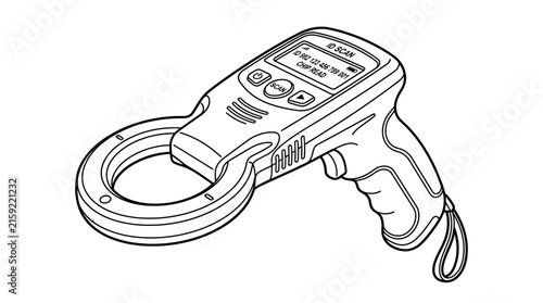 Bild auf Leinwand Black and white line art illustration of a handheld electronic clamp meter