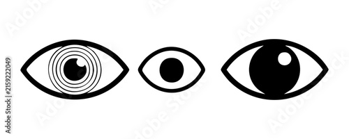 Foto Abstract eye icons with different iris patterns for vision and creative design concepts on gray