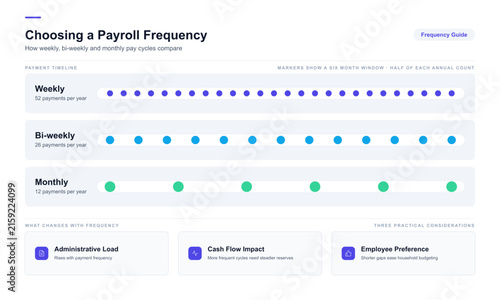 Choosing a payroll frequency, weekly fortnightly and monthly pay cycles compared