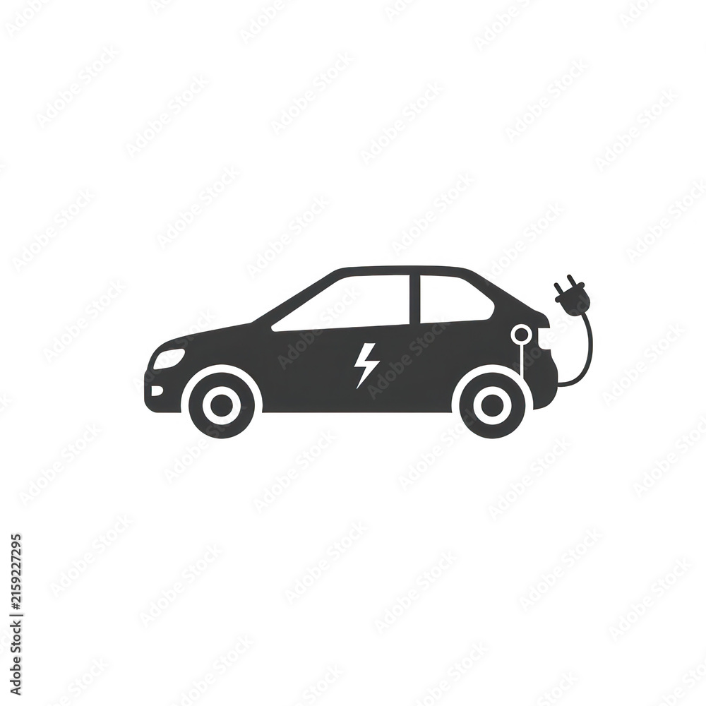 Fototapeta premium Electric car charging with plug isolated on transparent background