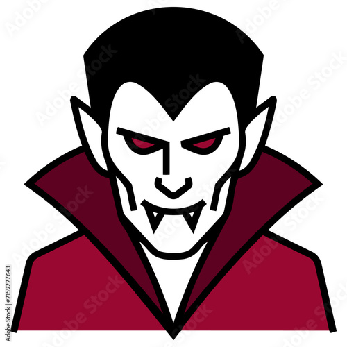 Vampire portrait character with red cape illustration graphic symbol design element portrait character halloween illustration isolated mythology