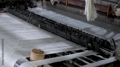 Detailed View Of Textile Loom Weaving Process