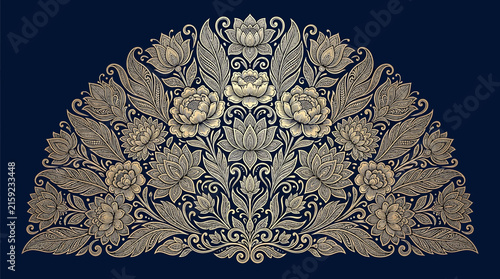 фотографія Intricate floral mandala design with blooming lotus and peony flowers in a symme