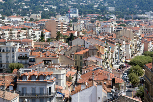 Canvas Print Dense Cannes cityscape, terracotta rooftops and hillside residences