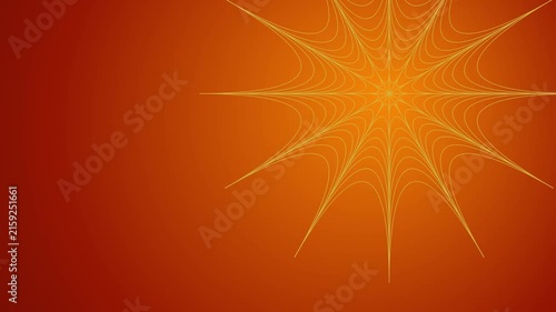 Abstract Golden Spider Web Pattern on Orange Gradient Background