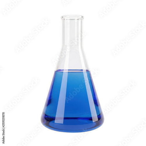 Foto Erlenmeyer flask with blue liquid