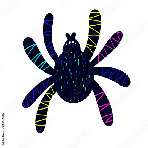 Hand drawn скуузн Halloween spider colorful illustration