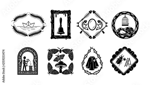 Bild auf Leinwand Set of nine vintage-style masonic and fraternal symbols icons