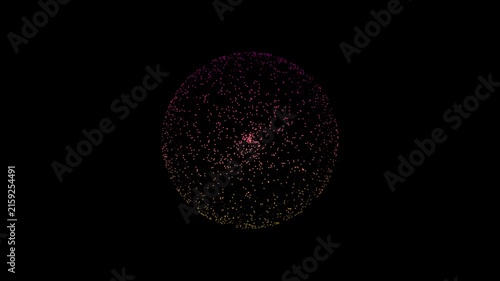 Glowing particle sphere with vibrant color gradient on black