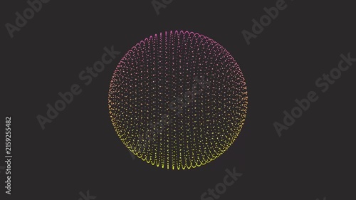 Pink Yellow Gradient Sphere of Scattered Dots on Dark Gray