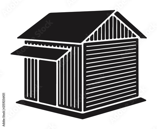 Minimalist corrugated iron tin shed vector icon design