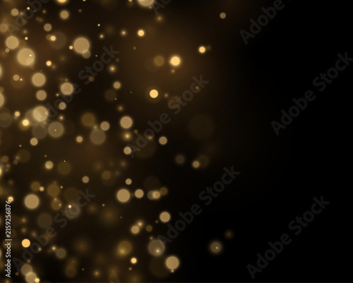 Принти на полотні Abstract gold sparkles scatter across a black background