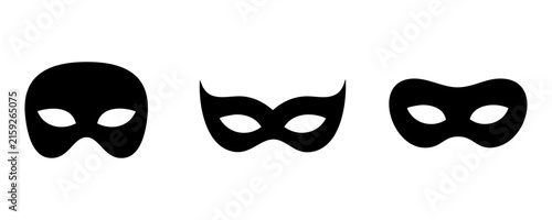 Simple black eye masks and masquerade disguises for creative party and event themes.
