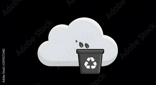 Cloud Deletion Icon: A stylized cloud icon, representing cloud storage, next to a trash can with a recycling symbol, symbolizing data deletion or a recycling bin for digital assets.