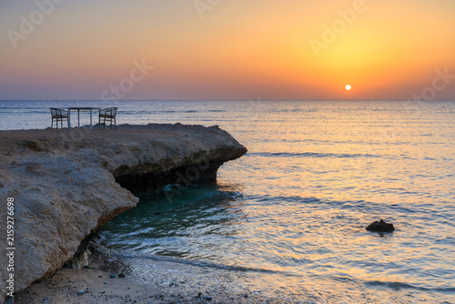 Coastline of the Red Sea in Marsa Alam at sunrise, Egypt