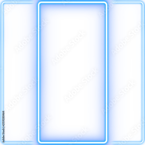 8K Triple Vertical Neon Glowing Blue Frames Overlay Split Screen Transparent PNG