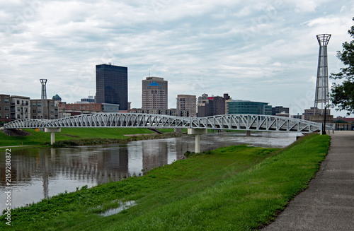 City Skyline with Bridge over Rising River Levels