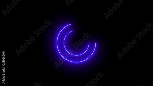 Loading bar animation; circular loading animation on a black and white background; looping spectrum animation; glowing neon light.