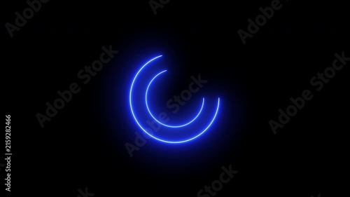 Loading bar animation; circular loading animation on a black and white background; looping spectrum animation; glowing neon light.