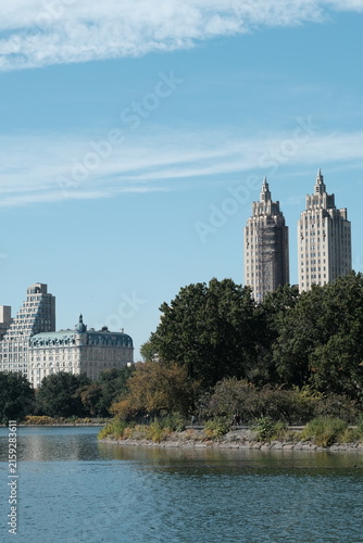 New York City manhattan classic buildings and park on a fall day