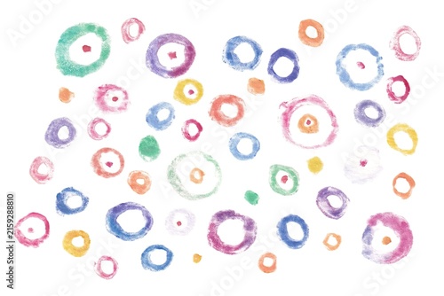 planetary shapes, concentric circles, hand-painted watercolor painting