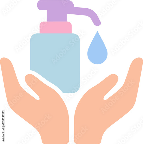 Hand sanitizer pump icon for home hygiene and infectious disease prevention