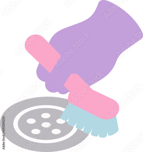 Kitchen sink drain cleaning icon illustration for home maintenance and sanitation