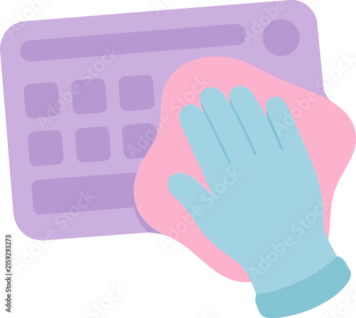 Desk cleaning icon for office maintenance and workplace hygiene illustration