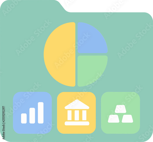 Investment portfolio icon for financial asset allocation and stock market strategy