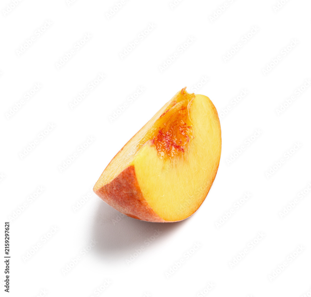 Naklejka premium Piece of sweet ripe peach on white background